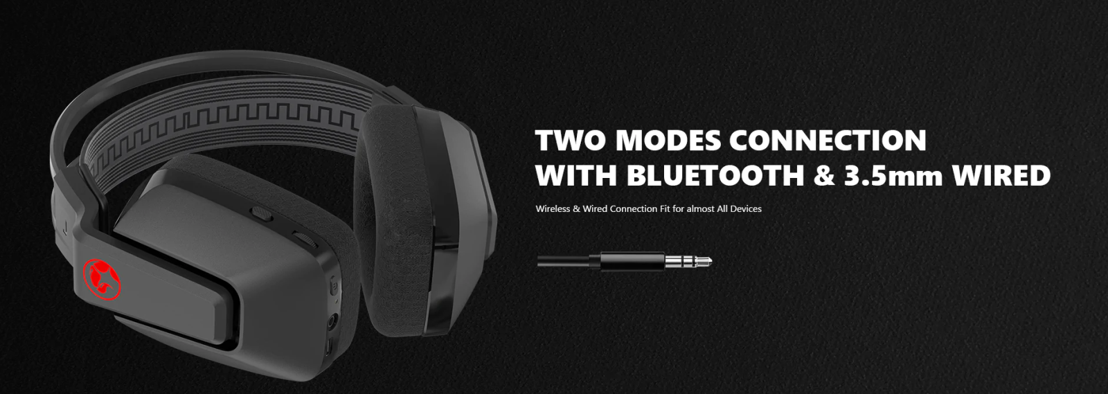 Слушалки Marvo HG9066W, безжични/жични, Bluetooth, USB, AUX, микрофон, гейминг, RGB подсветка, 50mm говорители, USB, черни - характеристика 1