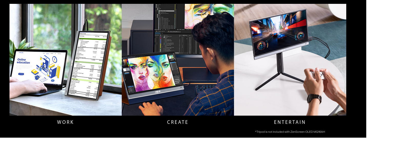 Монитор Asus ZenScreen MQ16AH, преносим, 15.6" (39.62 cm) OLED панел, Full HD, 1ms, 400 cd/m2, Mini HDMI, USB Type-C - характеристика 2