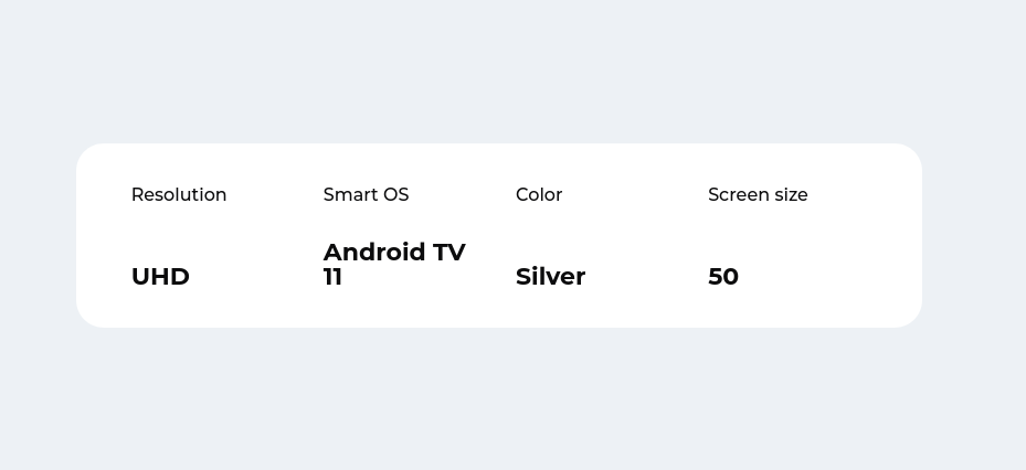 Телевизор Tesla 50E635SUS, 50" (127cm) 4K/UHD LED Smart TV, HDR10, DVB-T/T2/C/S/S2, Wi-Fi, Bluetooth, LAN, HDMI, USB - характеристика 1
