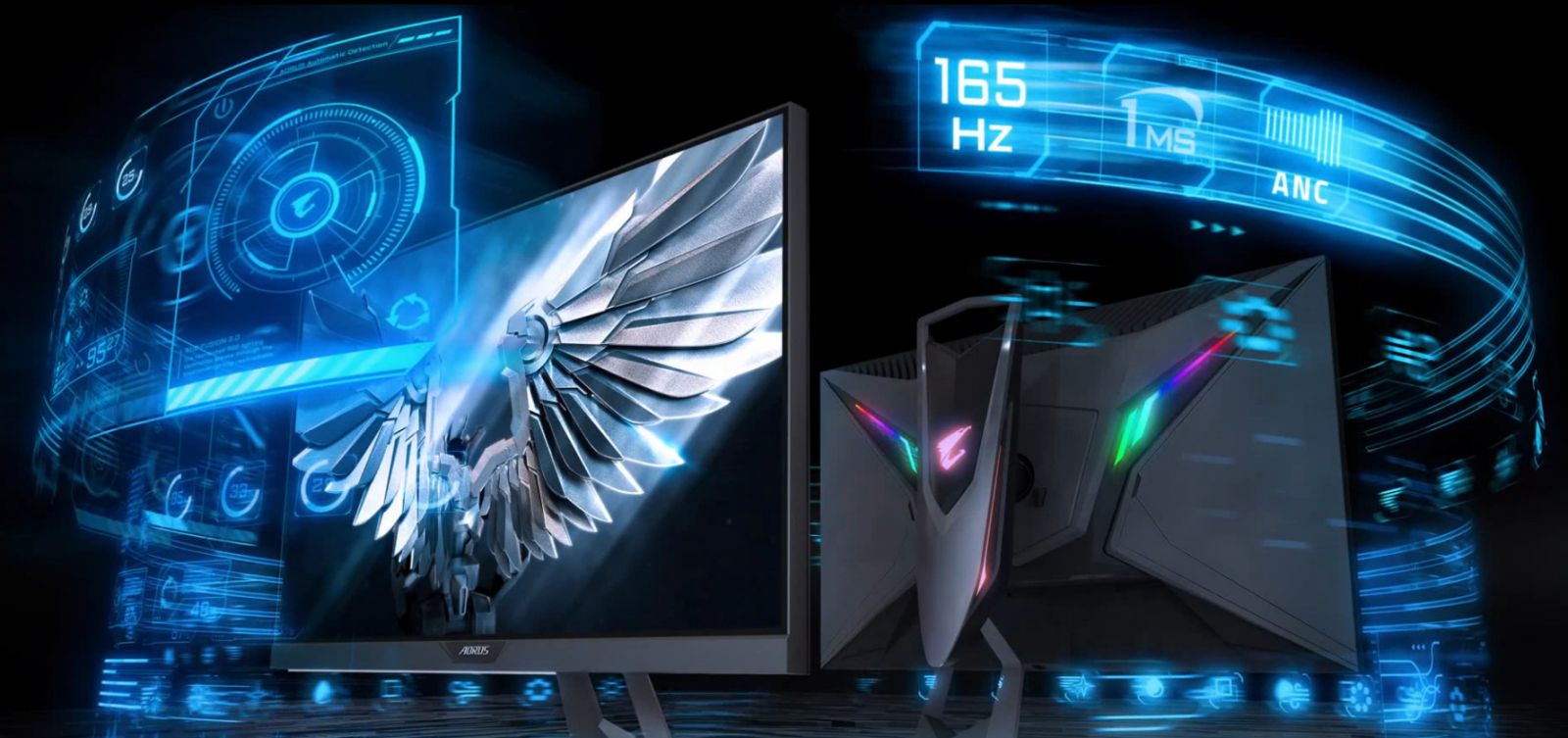 Монитор Gigabyte AORUS FI27Q, 27" (68.58 cm) IPS панел, 165Hz, QHD, 1ms, 12M:1, 350 cd/m2, DisplayPort, HDMI - характеристика 1