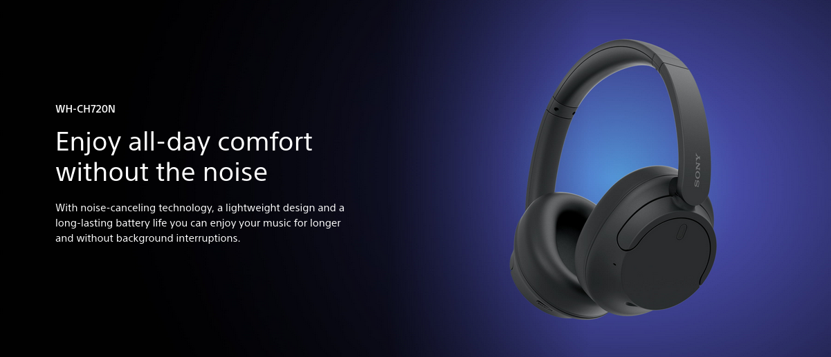 Слушалки Sony WH-CH720N, Bluetooth, 3.5mm жак, микрофон, 30mm мембрани, шумопотискащи, до 40 часа живот на батерията, сини - характеристика 1