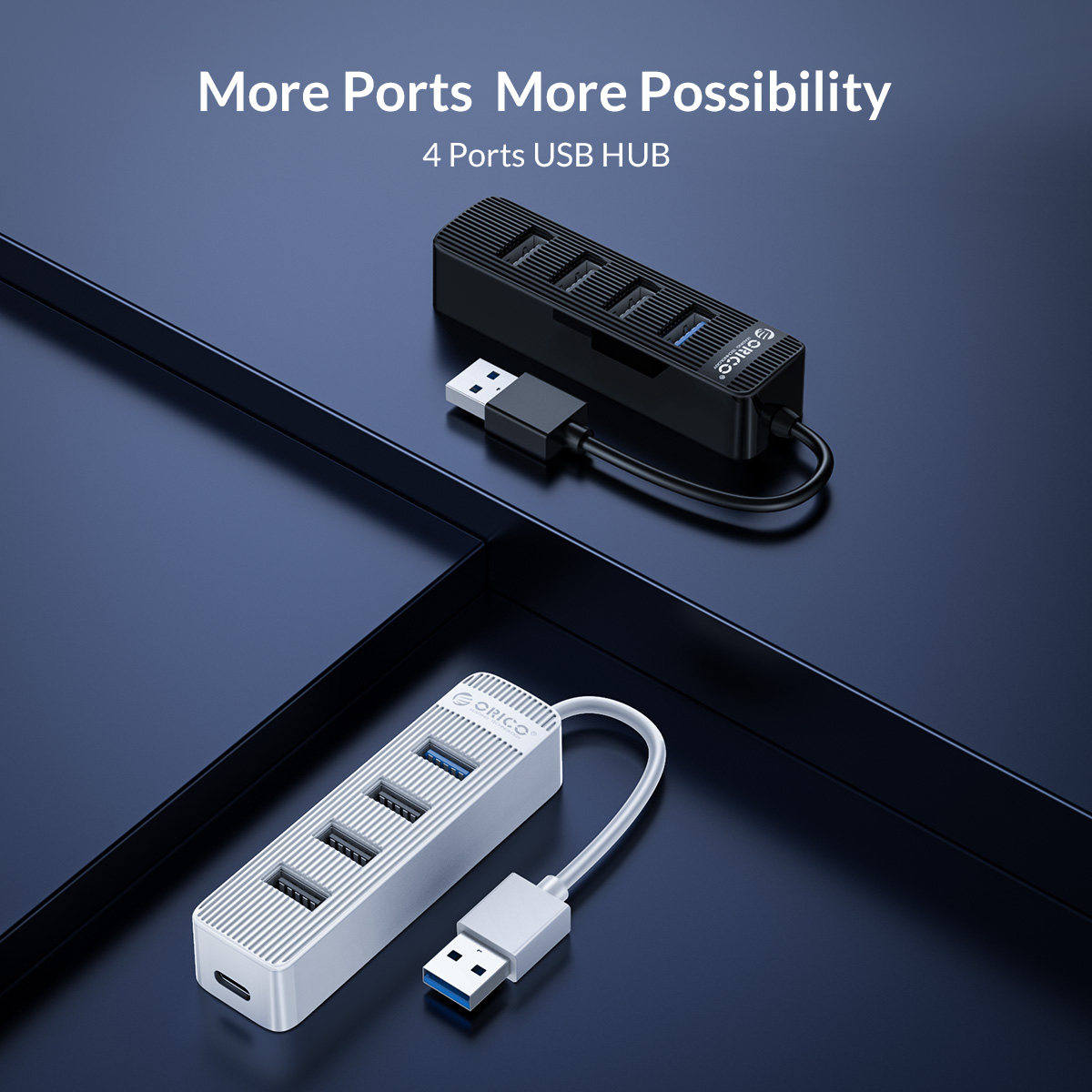 USB Хъб Orico TWU32-4A-10-BK, 4 порта, 1x USB-A 3.0, 3x USB-A 2.0, черен - характеристика 1