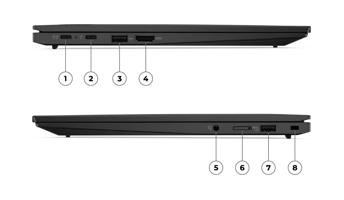 Лаптоп Lenovo ThinkPad X1 Carbon (Gen 11)(21HM004GBM), десетядрен Intel Core i7-1355U 1.7/5.0GHz, 14" (35.56 cm) WUXGA IPS дисплей (Thunderbolt 4), 16GB LPDDR5, 512GB SSD NVMe, 1x USB 3.2 (Gen 1), Windows 11 Pro, 1.12 kg - характеристика 10