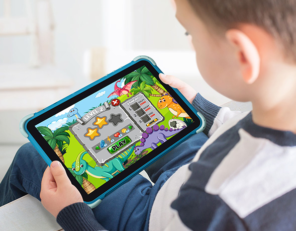 Таблет Thomson Teo 10 Kid (TEO10-KID2BL32)(син), 10" (25.4cm) IPS HD дисплей, четириядрен Mediatek MTK8168 2GHz, 2GB RAM, 32GB Flash памет (+microSD слот), 2 & 0.3 Mpix камери, Android - характеристика 3