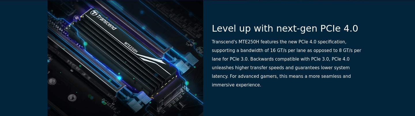Памет SSD 2TB Transcend MTE250H (TS2TMTE250H), NVMe, M.2 (2280), скорост на четене до 7100MB/s, скорост на запис до 6500MB/s, с охлаждане - характеристика 2
