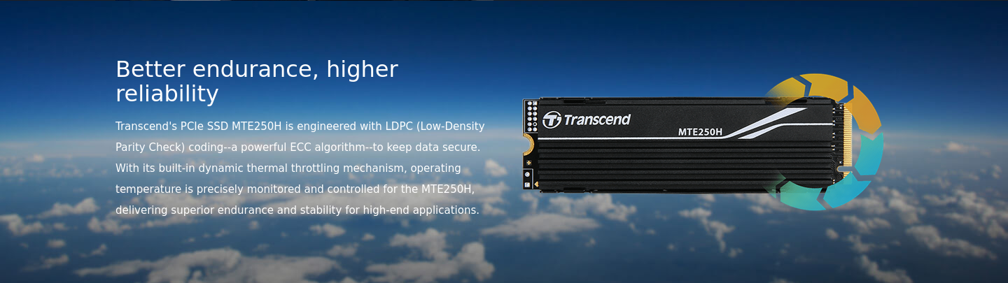 Памет SSD 2TB Transcend MTE250H (TS2TMTE250H), NVMe, M.2 (2280), скорост на четене до 7100MB/s, скорост на запис до 6500MB/s, с охлаждане - характеристика 5
