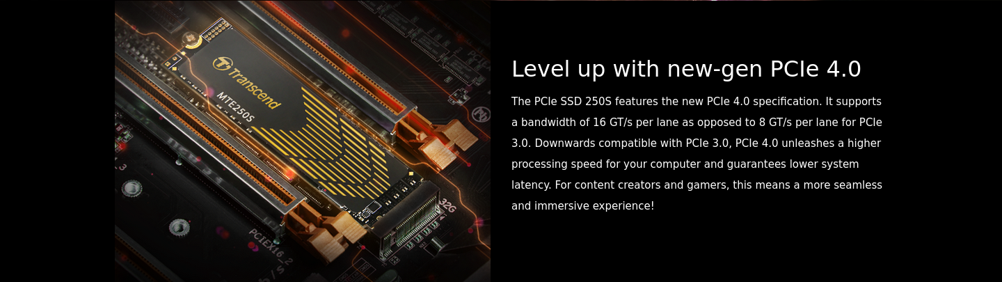 Памет SSD 2TB Transcend MTE250S (TS2TMTE250S), NVMe, M.2 (2280), скорост на четене до 7100MB/s, скорост на запис до 6500MB/s, с охлаждане - характеристика 2