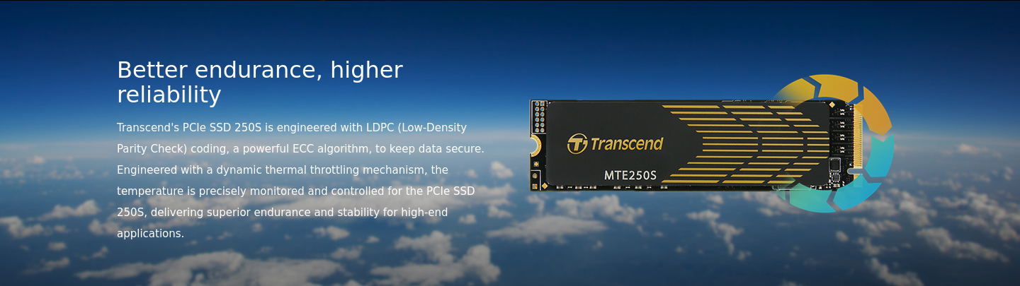Памет SSD 2TB Transcend MTE250S (TS2TMTE250S), NVMe, M.2 (2280), скорост на четене до 7100MB/s, скорост на запис до 6500MB/s, с охлаждане - характеристика 5