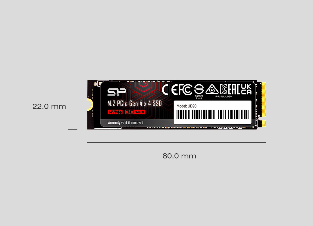 Памет SSD 2TB Silicon Power UD90, NVMe, M.2 (2280), скорост на четене до 5000MB/s, скорост на запис до 4800MB/s - характеристика 2