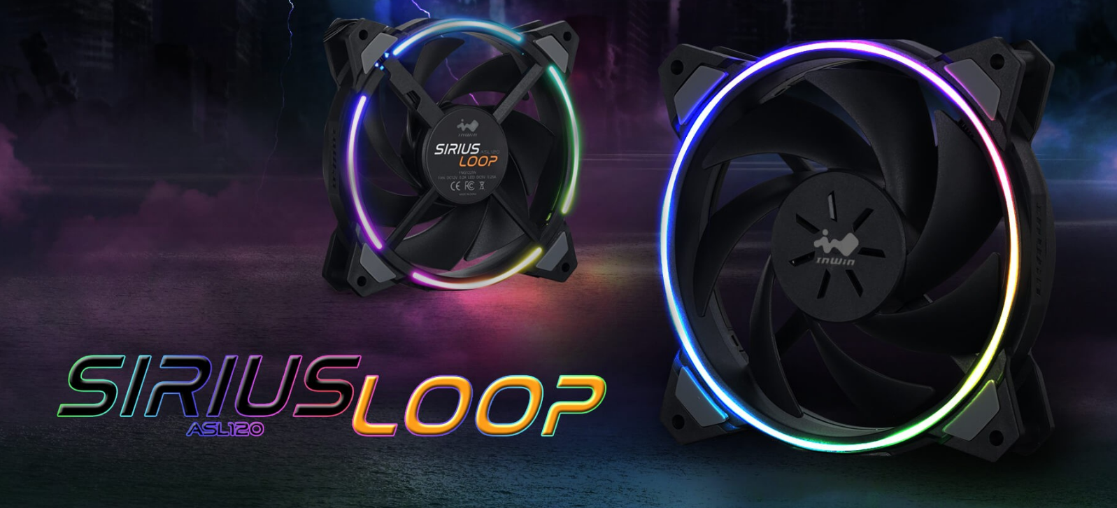 Вентилатори 120mm InWin Sirius Loop ASL120 (ASL120FAN-3PK), 4-pin, ARGB подсветка, черни - характеристика 1