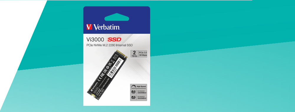 Памет SSD 1TB Verbatim Vi3000, NVMe, M.2 (2280), скорост на четене до 3300MB/s, скорост на запис до 3000MB/s - характеристика 3