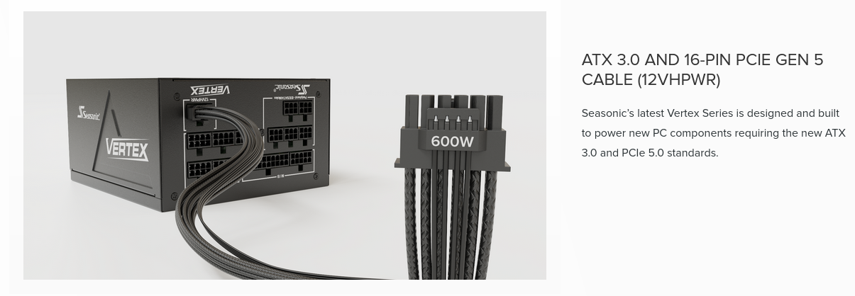 Захранване Seasonic Vertex GX, 850W, Active PFC, 80PLUS GOLD, 135 mm вентилатор - характеристика 2