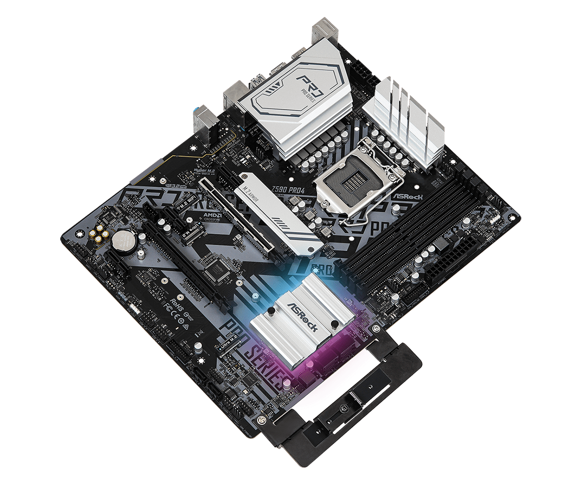 Дънна платка ASRock Z590 Pro4 (Refurbished), Z590, LGA1200, DDR4, PCI-E 4.0 (DP/HDMI)(CFX), 6x SATA 6Gb/s, 3x M.2, 2x USB 3.2 Gen 2, ATX, bulk - характеристика 1