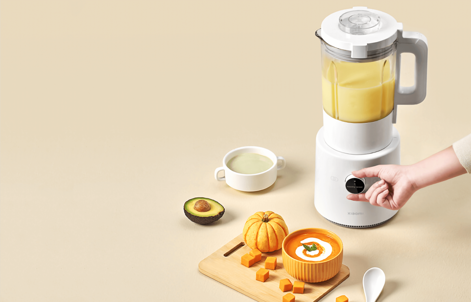Блендер Xiaomi Smart Blender, 1000W, 1600 мл. вместимост, 8 остриета, 9 променливи скорости, SMART функция с Wi-Fi, отложен старт, функция за подгряване, сензорно управление, бял - характеристика 3