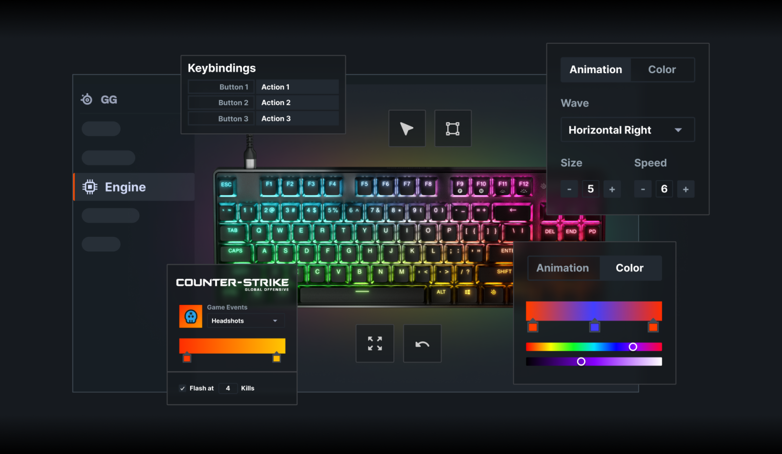 Клавиатура SteelSeries Apex 9 TKL UK, геймърска, механична, RGB подсветка, черна, USB - характеристика 2