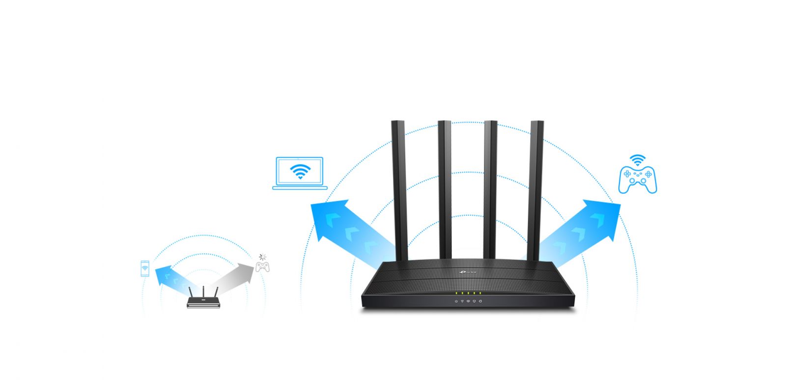 Рутер TP-Link Archer C6 (v4.0), 1200Mbps, 2.4GHz(400Mbps)/5GHz(867Mbps), Wireless AC, 4x LAN1000, 1x WAN, 4x външни антени, MU-MIMO - характеристика 3