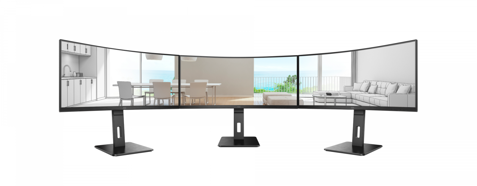 Монитор AOC CU34P2A, 34" (86.36 cm) Curved VA панел, 100Hz, WQHD, 1ms, 50M:1, 300 cd/m2, DisplayPort, HDMI, USB Hub - характеристика 3