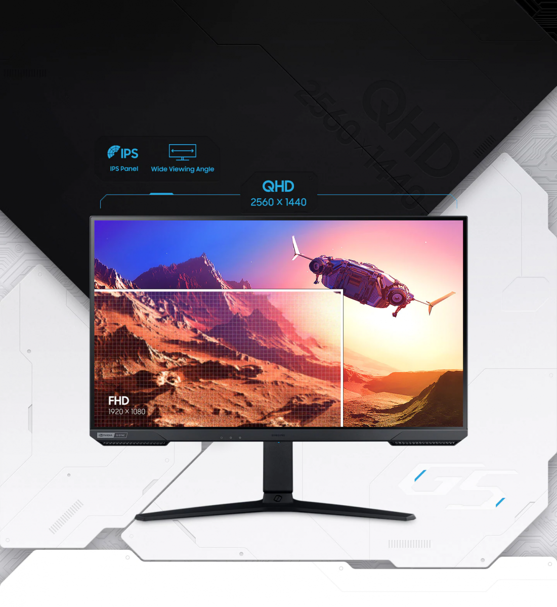 Монитор Samsung Odyssey G5 LS-27AG500 (2021), 27" (68.58 cm) IPS панел, 165Hz, QHD, 1ms, 350cd/m2, DisplayPort, HDMI - характеристика 2
