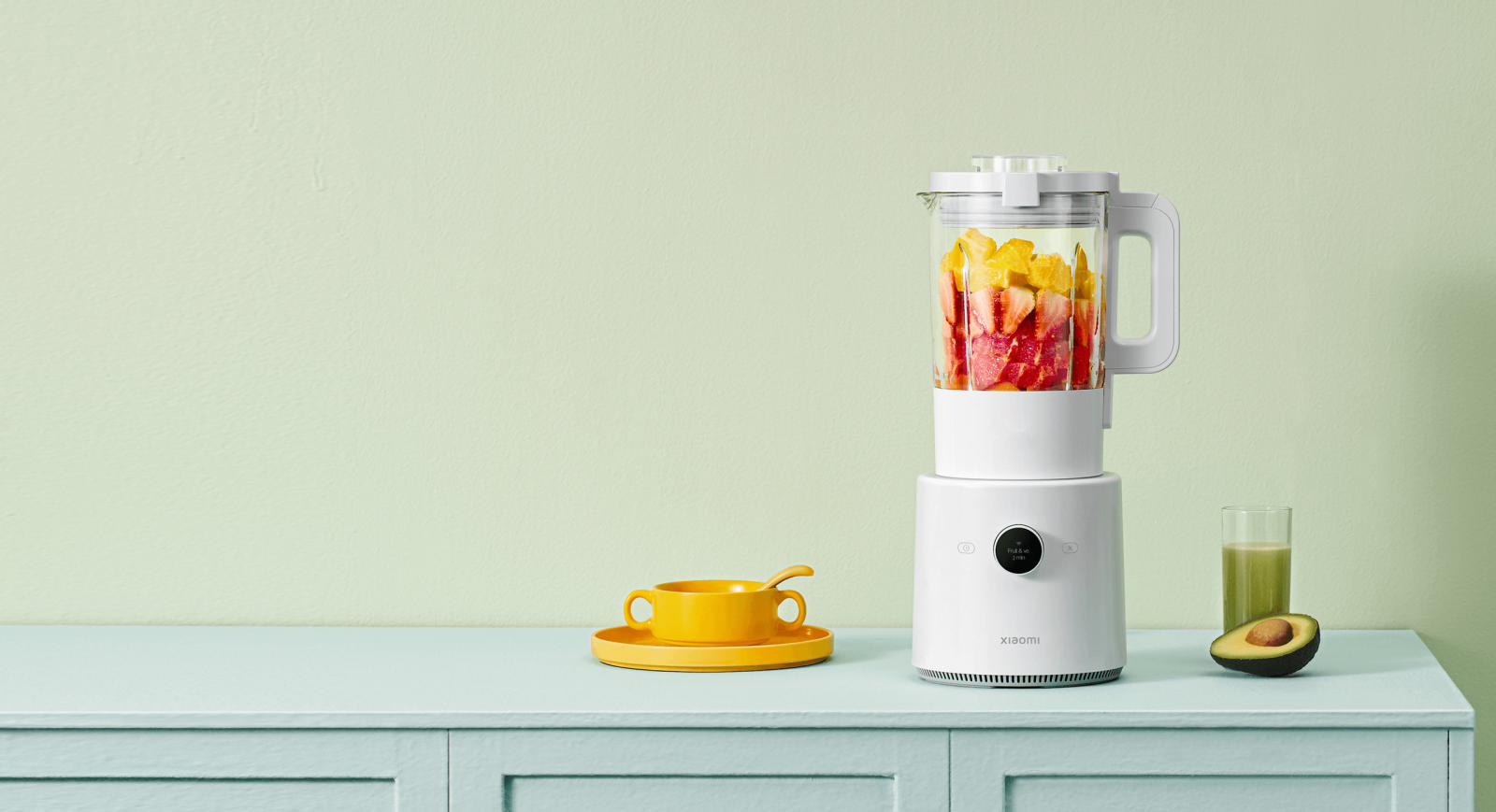 Блендер Xiaomi Smart Blender, 1000W, 1600 мл. вместимост, 8 остриета, 9 променливи скорости, SMART функция с Wi-Fi, отложен старт, функция за подгряване, сензорно управление, бял - характеристика 1