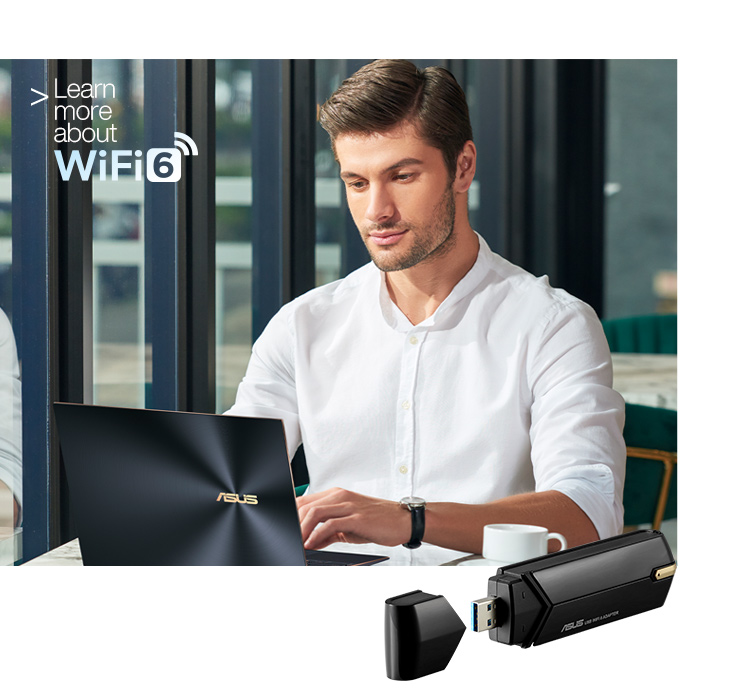 Мрежови адаптер Asus USB-AX56, 1800Mbps, 2.4GHz(574 Mbps)/5GHz(1201 Mbps), Wireless-AX, външна антена - характеристика 1