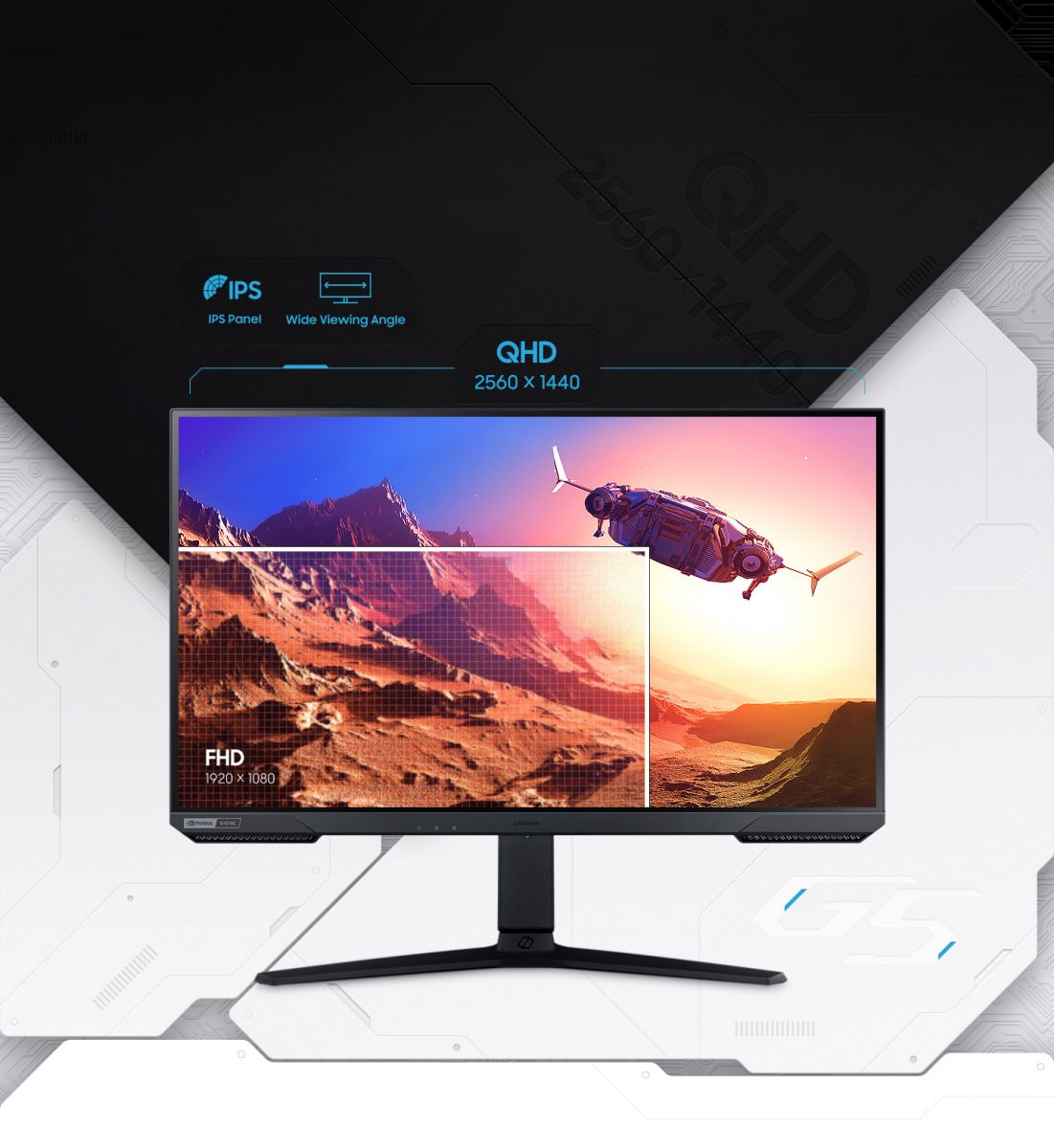 Монитор Samsung Odyssey G52A (LS27AG520NUXEN), 27"(68.58 cm) IPS панел, 165Hz, QHD, 1ms, AMD FreeSync, G-Sync, Mega Contrast, 400cd/m2, DisplayPort, HDMI - характеристика 2