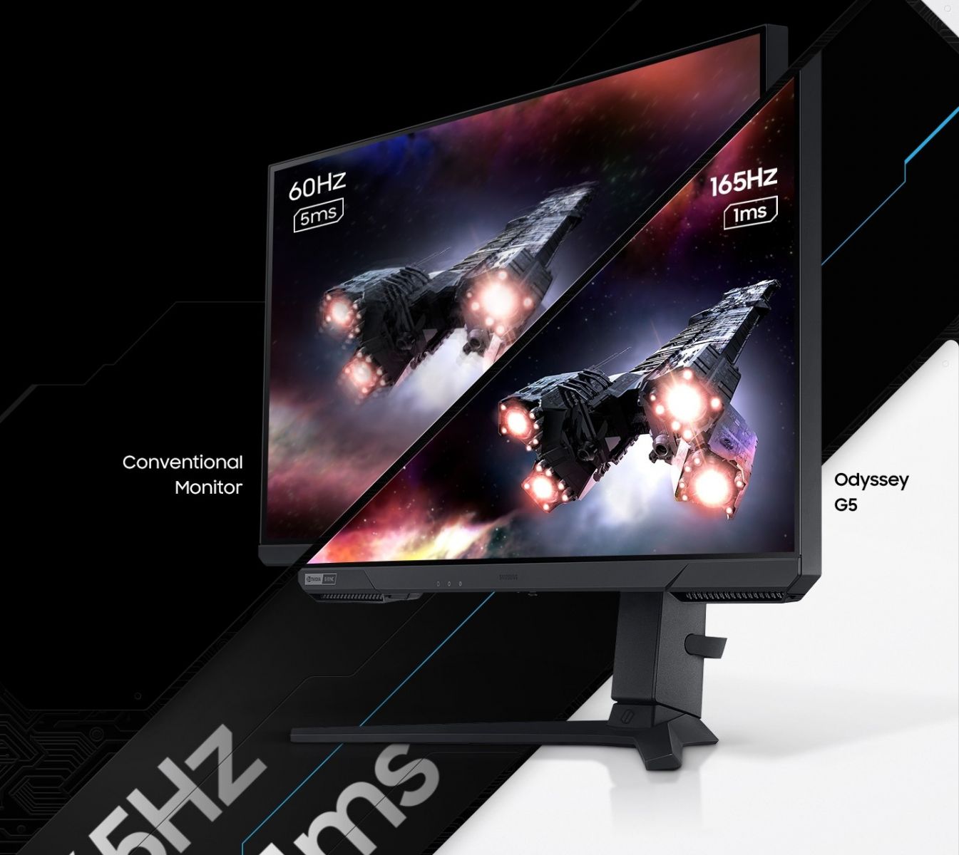 Монитор Samsung Odyssey G52A (LS27AG520NUXEN), 27"(68.58 cm) IPS панел, 165Hz, QHD, 1ms, AMD FreeSync, G-Sync, Mega Contrast, 400cd/m2, DisplayPort, HDMI - характеристика 4