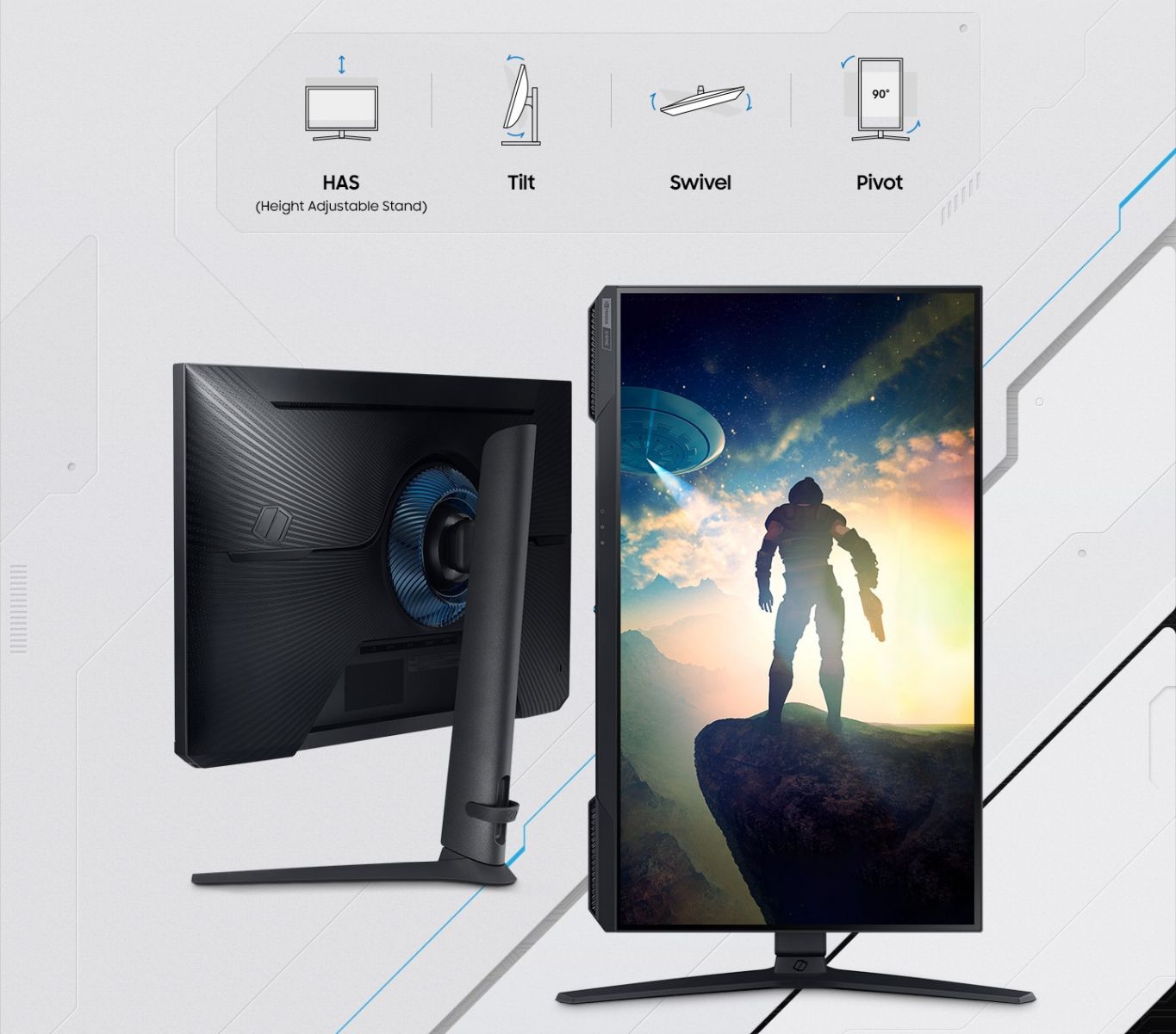 Монитор Samsung Odyssey G52A (LS27AG520NUXEN), 27"(68.58 cm) IPS панел, 165Hz, QHD, 1ms, AMD FreeSync, G-Sync, Mega Contrast, 400cd/m2, DisplayPort, HDMI - характеристика 5