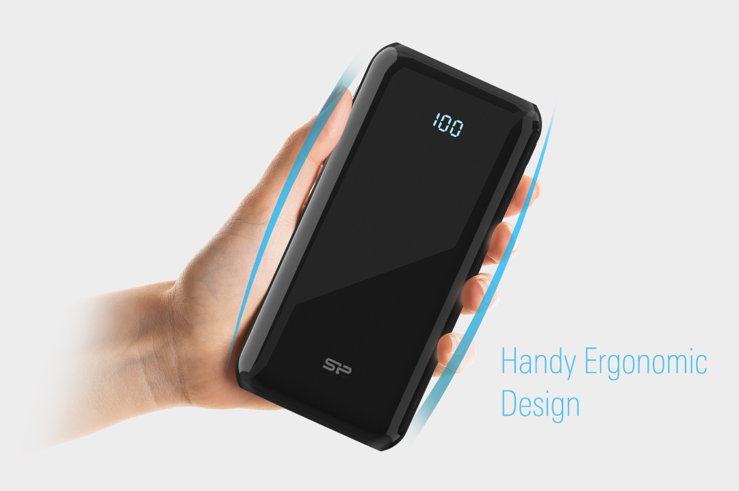 Външна батерия/power bank/ Silicon Power QS28 (SP20KMAPBKQS280K), 20000mAh, черна, LED дисплей - характеристика 1