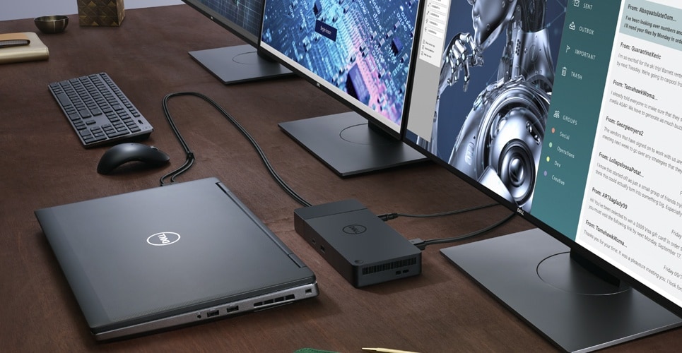 Докинг станция Dell Performance Dock WD19DCS, от USB C към 2x USB C, 3x USB A, 2x DisplayPort, 1x HDMI, 1x RJ-45, за лаптопи Dell, черна - характеристика 1