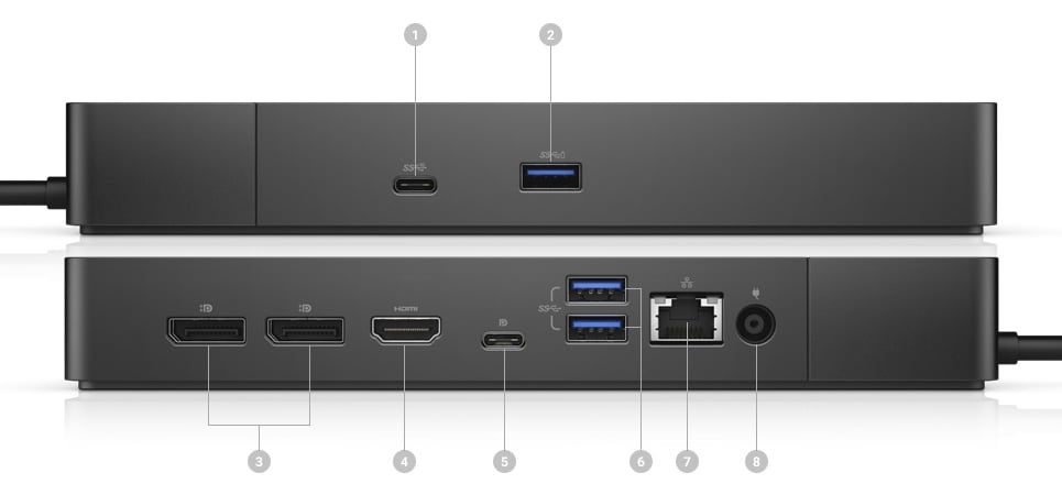 Докинг станция Dell Performance Dock WD19DCS, от USB C към 2x USB C, 3x USB A, 2x DisplayPort, 1x HDMI, 1x RJ-45, за лаптопи Dell, черна - характеристика 2