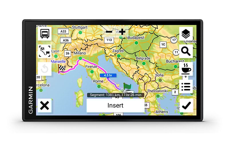 Навигация за кемпер Garmin dezlCam LGV710, 6.95" (17.7cm) IPS сензорен дисплей, 32GB вградена памет, слот за microSD, вградена 1080p@30fps камера, трафик приемник, карта на Европа, безплатни актуализации, Bluetooth, Wi-Fi - характеристика 11