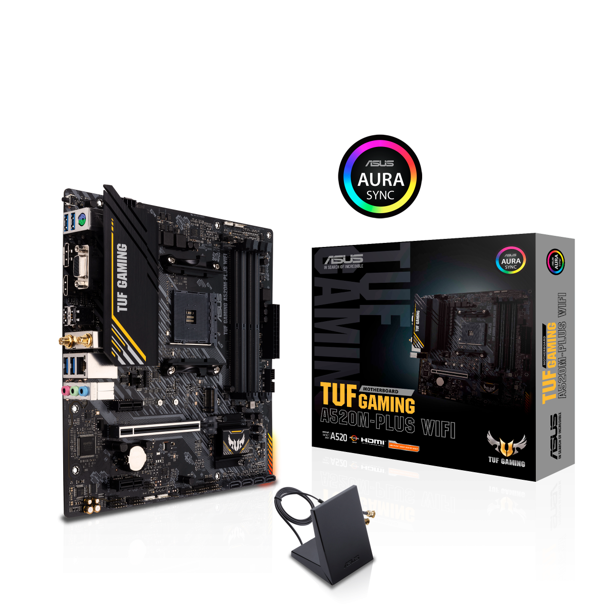 Дънна платка Asus TUF GAMING A520M-PLUS WIFI, A520, DDR4, PCI-E 3.0 (DP/HDMI/VGA), 4x SATA 6Gb/s, 1x M.2, 4x USB 3.2 Gen 1, Wi-Fi, Bluetooth, Micro ATX - характеристика 1