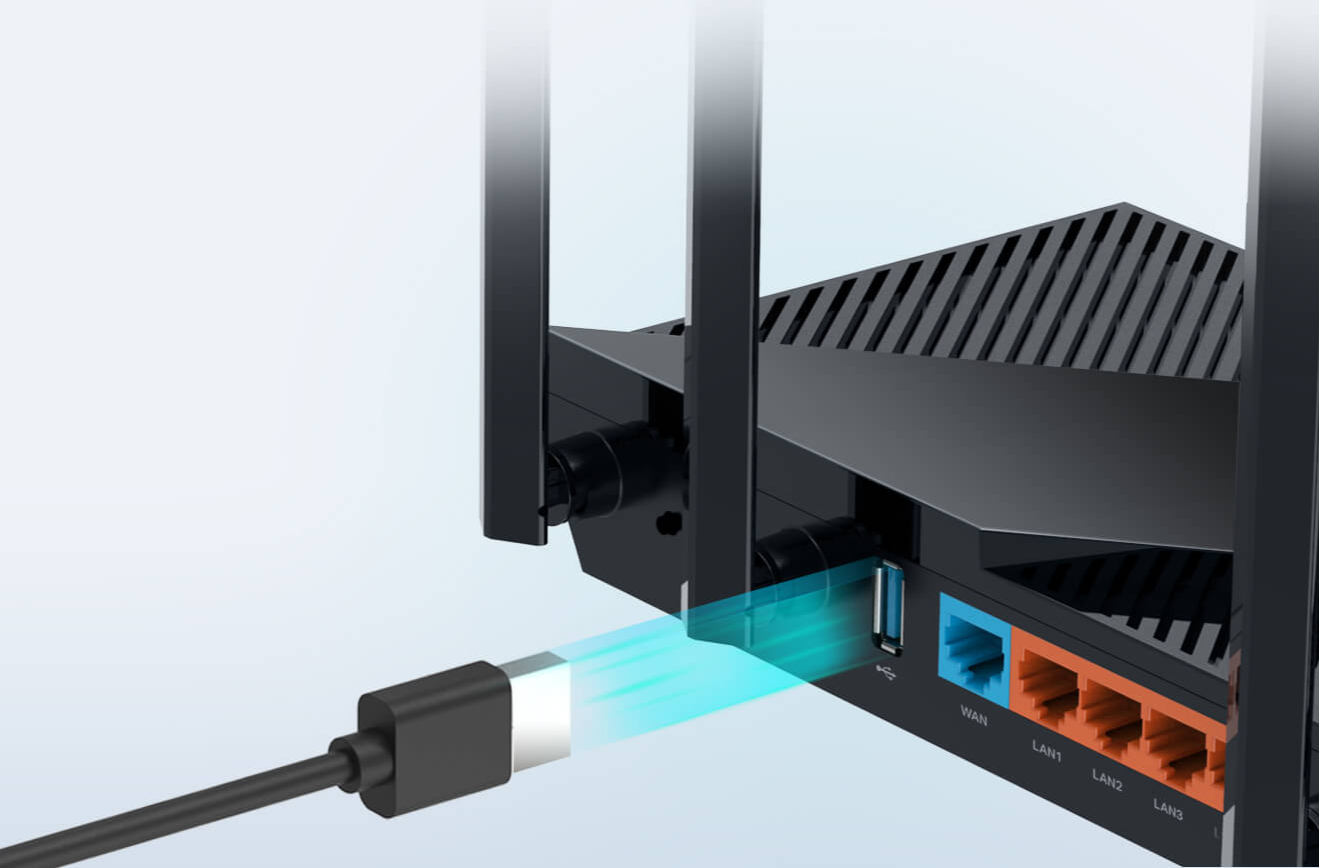 Рутер TP-Link Archer AX55, 3000Mbps, 2.4GHz (574 Mbps)/ 5GHz (2402 Mbps), Wireless AX, 4x LAN 1000, 1x WAN 1000, 1x USB 3.0, 4x външни антени - характеристика 6