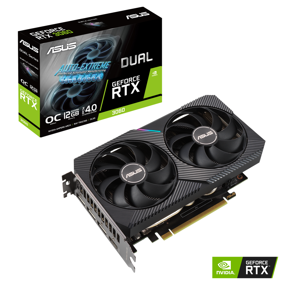 Видео карта Nvidia GF RTX 3060, 12GB, Asus DUAL V2 OC, PCI-E 4.0, GDDR6, 192-bit, DisplayPort, HDMI, LHR V2 - характеристика 1