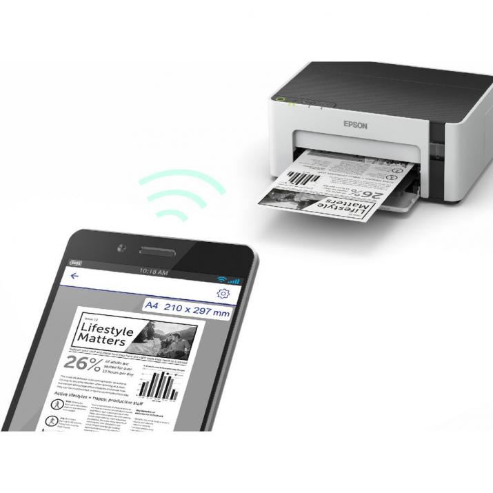 Мастиленоструен принтер Epson EcoTank M1120, монохромен, 1440 x 720 dpi, 32 стр./мин, Wi-Fi, USB, A4 - характеристика 3