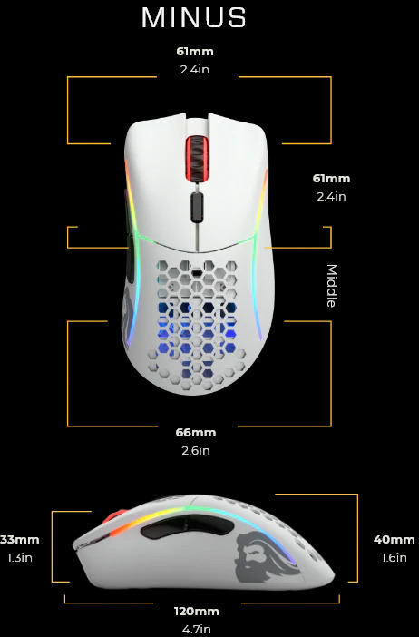 Мишка Glorious Model D- Wireless (GLO-MS-DMW-MW), оптична (19 000 dpi), безжична, USB, бял мат, 6 бутона, RGB подсветка - характеристика 11