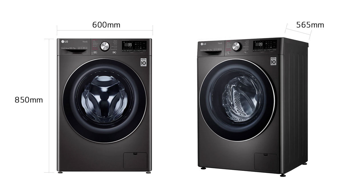 Пералня със сушилня LG F4DV710S2SE, 10.5 кг. капацитет пералня/7 кг. капацитет сушилня, 1400 оборота в мин, 14 програми на пране, свободностояща, 60cm ширина, TurboWash 360, AI DD, LG ThinQ, черна - характеристика 6