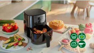 Фритюрник с горещ въздух Philips HD9200/90 AirFryer, горещ въздух, 4.1 л. вместимост, автоматично изключване, светещ индикатор, антихлъзгаща се основа, 1400W, черен - характеристика 4