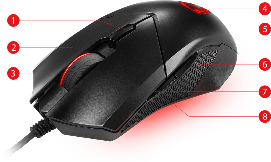 Мишка MSI Clutch GM08, оптична(3200dpi), USB, гейминг, черна - характеристика 7