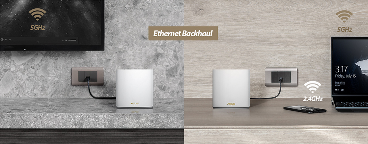 Мрежеста система Asus ZenWiFi XD6, 5400Mbs, 2.4GHz (574 Mbps)/ 5.0 GHz (4804 Mbps), 3x LAN 10/100/1000, 1x WAN 10/100/1000, 6 вътрешни антени, 2 бр. - характеристика 2