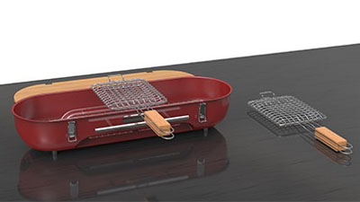 Барбекю Allocacoc FlipGrill BBQ 11096RD, бамбук, 610мм x 210мм x 100мм, червен - характеристика 1