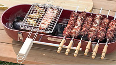 Барбекю Allocacoc FlipGrill BBQ 11096RD, бамбук, 610мм x 210мм x 100мм, червен - характеристика 2