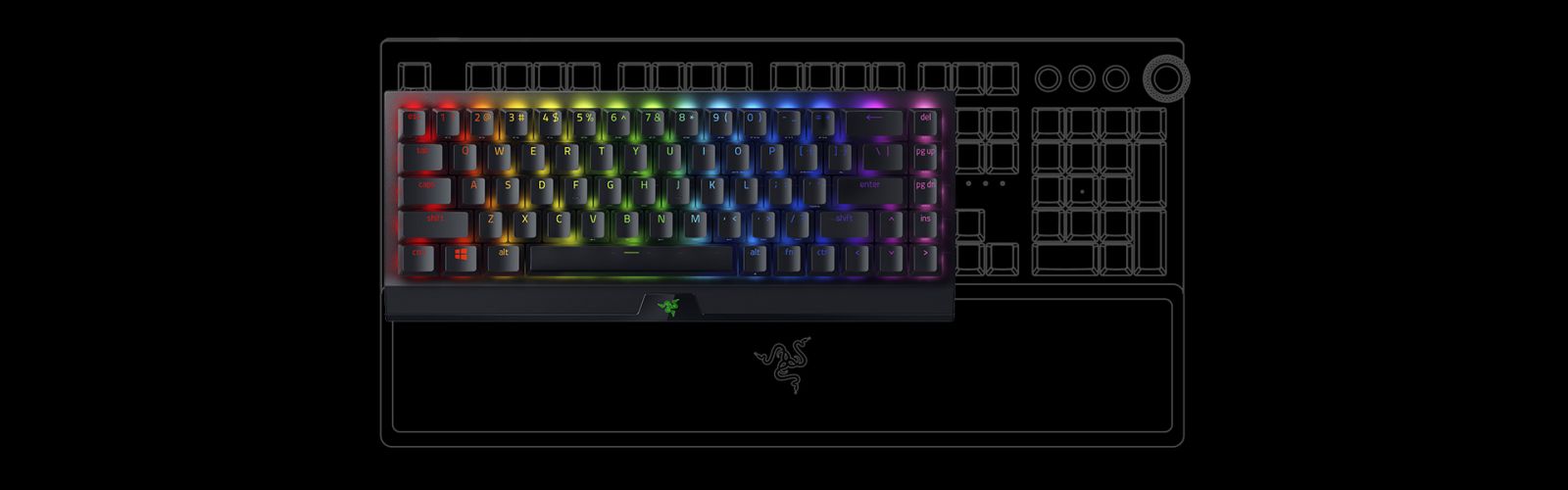 Клавиатура Razer BlackWidow V3 HyperSpeed (RZ03-03892000-R3M1), безжична, гейминг, механична, зелени Razer Green суичове, US подредба, RGB подсветка, черна, Bluetooth, USB - характеристика 2