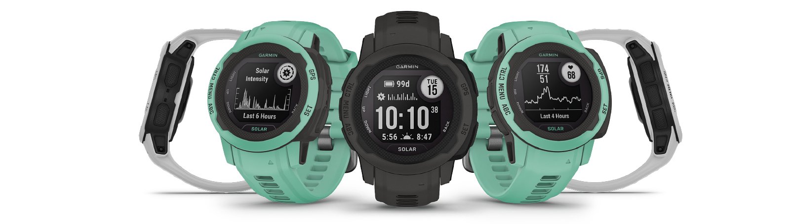 Смарт часовник Garmin Instinct 2S - Poppy, 40 mm, дизайн с два прозореца 0.79" x 0.79" (2 cm) сензорен дисплей, 32MB вградена памет, GPS, водоустойчив 10 ATM, Bluetooth, ANT+, до 21 дни време за работа, компас, оранжев - характеристика 1