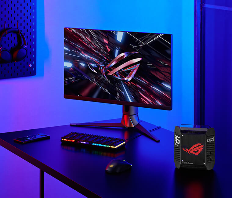 Мрежеста система Asus ROG Rapture GT6 (90IG07F0-MU9A30), 10000Mbps, 2.4GHz (574 Mbps)/5GHz (4804 Mbps)/5GHz (4804 Mbps), Wireless AX, 1x WAN 2.5 Gigabits, 3x LAN Gigabits, 9 вътрешни антени, 1 бр. - характеристика 1