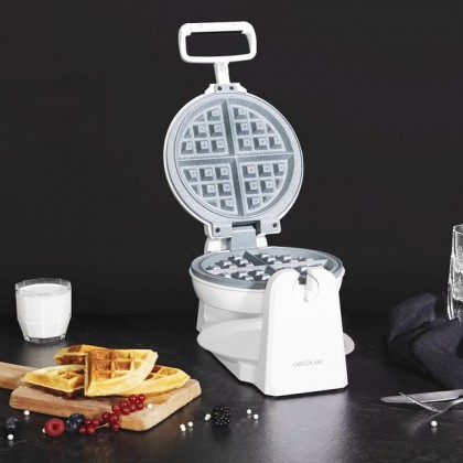 Гофретник Cecotec Gofrestone Sphere, 1000W, светлинен индикатор, незалепващо покритие, бял - характеристика 1