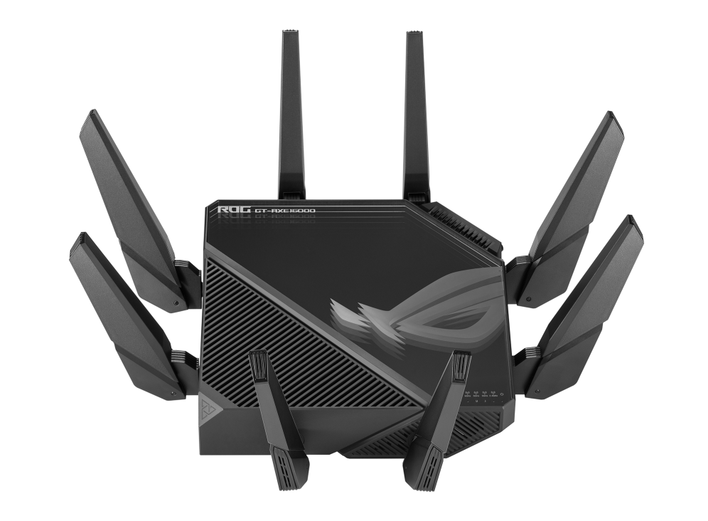 Рутер Asus ROG Rapture GT-AXE16000, 16000Mbps, 2.4GHz (574 Mbps)/5GHz (4804 Mbps)/5GHz (4804 Mbps)/6GHz (4804 Mbps), Wireless AX, 2x WAN/LAN 10 Gigabits, 1x WAN 2.5 Gigabits, 4x LAN Gigabits, 8 външни антени, 4 вътрешни антени - характеристика 2