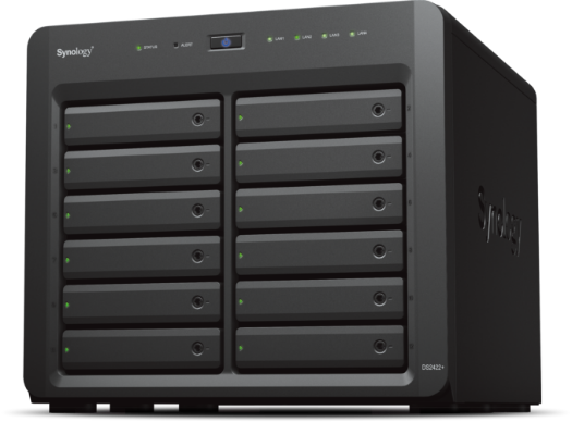 Мрежови диск (NAS) Synology DS2422+, четириядрен AMD Ryzen Embedded V1500B 2.2GHz, без твърд диск (12x 3.5" SATA 6Gb/s), 4GB DDR4, 4x 1GbE, 2x USB 3.2 - характеристика 1