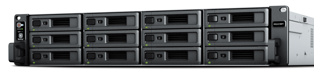 Мрежови диск (NAS) Synology RS2423+, четириядрен AMD Ryzen V1780B 3.3/3.6 GHz, без твърд диск (12x SATA 6Gb/s), 8GB DDR4, 2x 1GbE / 1x 10GbE, 2x USB 3.2 - характеристика 1