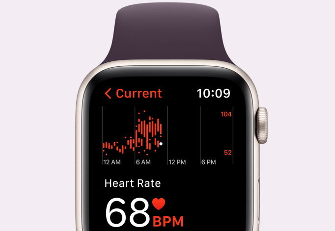 Смарт часовник Apple Watch SE (2012) GPS, 44mm, 1.78" (4.52 cm) Retina LTPO OLED дисплей, GPS, Bluetooth, A2DP, LE, Heart rate (2nd gen), барометър, тахиметър, компас, термометър, водоустойчив, черен с черна спортна каишка - характеристика 5
